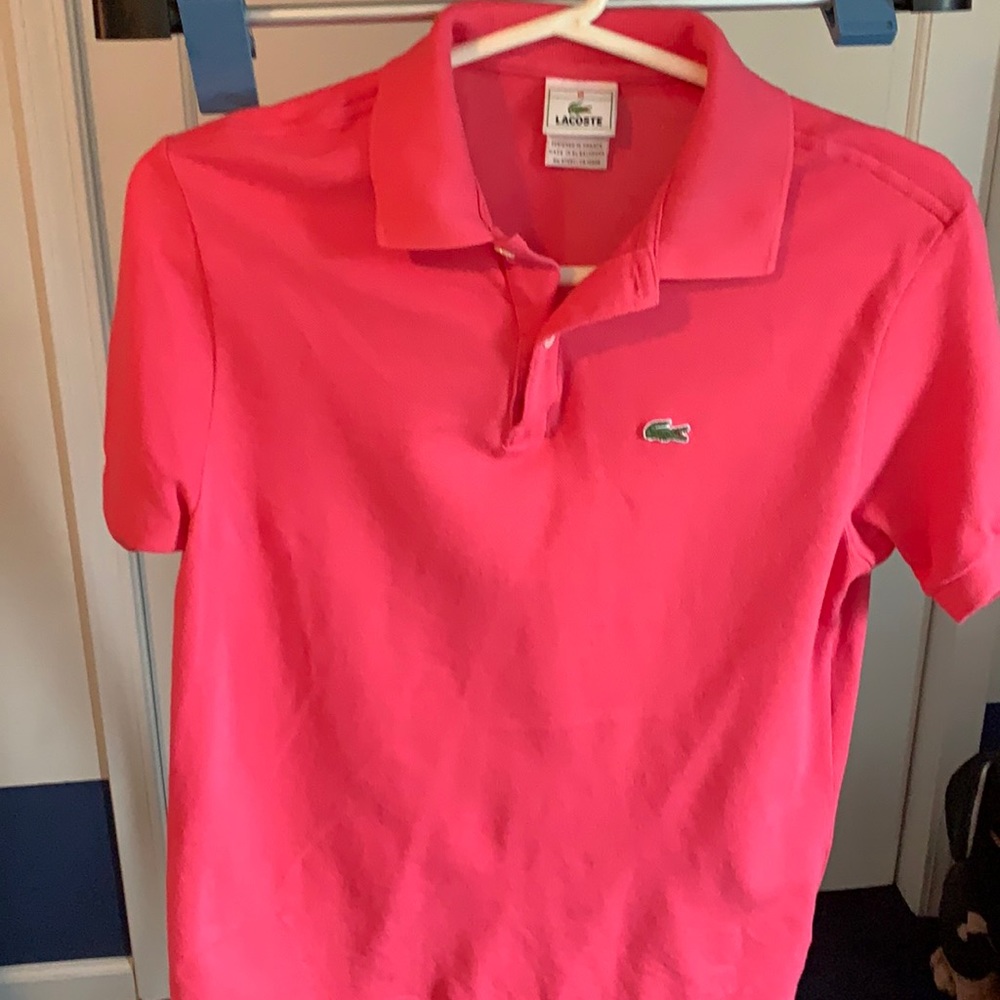 Boys size 18 Lacoste Pink Polo